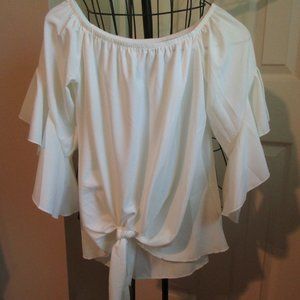 Adorable White BoHo  Blouse Top Size S